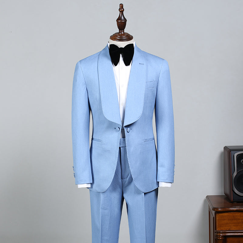 Custom design Sky Blue Bespoke Wedding Suit For Grooms-showprettydress
