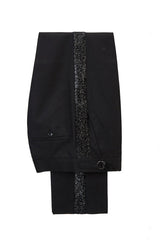 Custom design Sky Blue Stitching Sparkle Black Peak Lapel Two-piece Men Suit Online-showprettydress