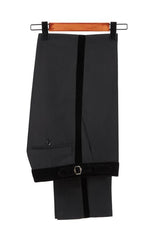 Custom design Velvet Lapel Double Breasted Prom Suit Belt Leopard Black Jacquard Men Suit for Wedding-showprettydress