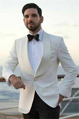 Custom design White Shawl Lapel One Buttons Slim Fit Wedding Suits-showprettydress
