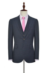 Dark Gray Small Check Three Piece Mens Suits One Button Formal Business Suits-showprettydress