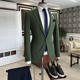 Dark Green Notched Lapel With Button Men's Prom Suits-showprettydress