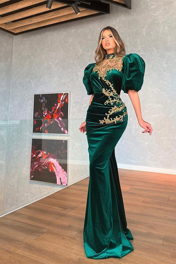 Dark Green One Shoulder Overskirt Prom Dress Slit Online-showprettydress