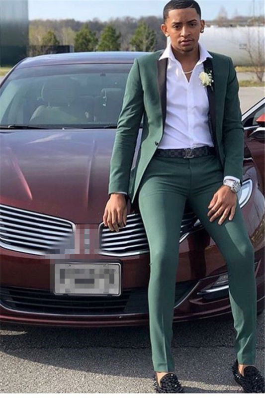 Dark Green Prom Suit Slim Fit Men Suit-showprettydress