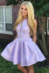 Deep-V-Neck Halter Appliques A-Line Sleeveless Homecoming Dress-showprettydress