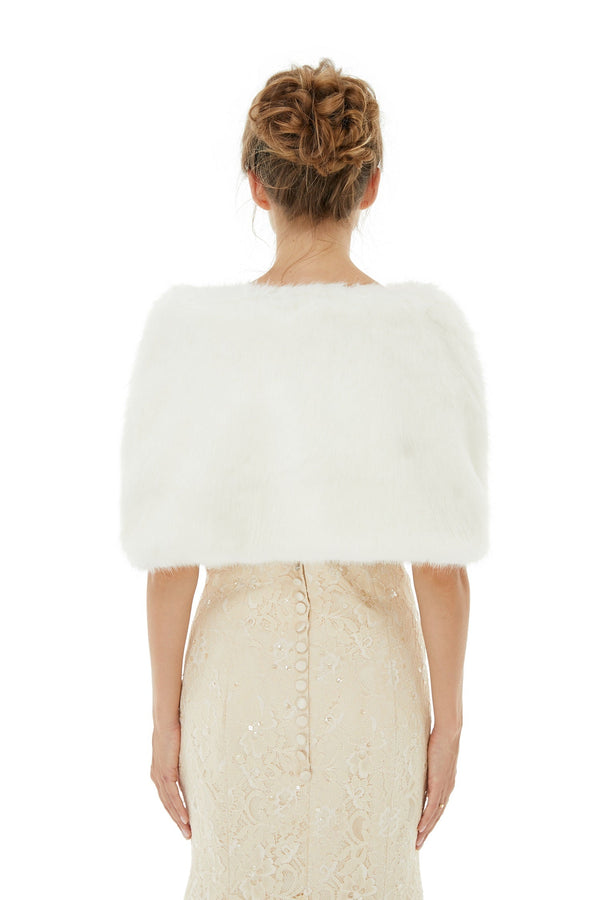 Delcy - Winter Faux Fur Wedding Wrap-showprettydress