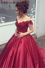 Delicate Off-the-shoulder Beading Ball Gown Prom Party Gowns-showprettydress