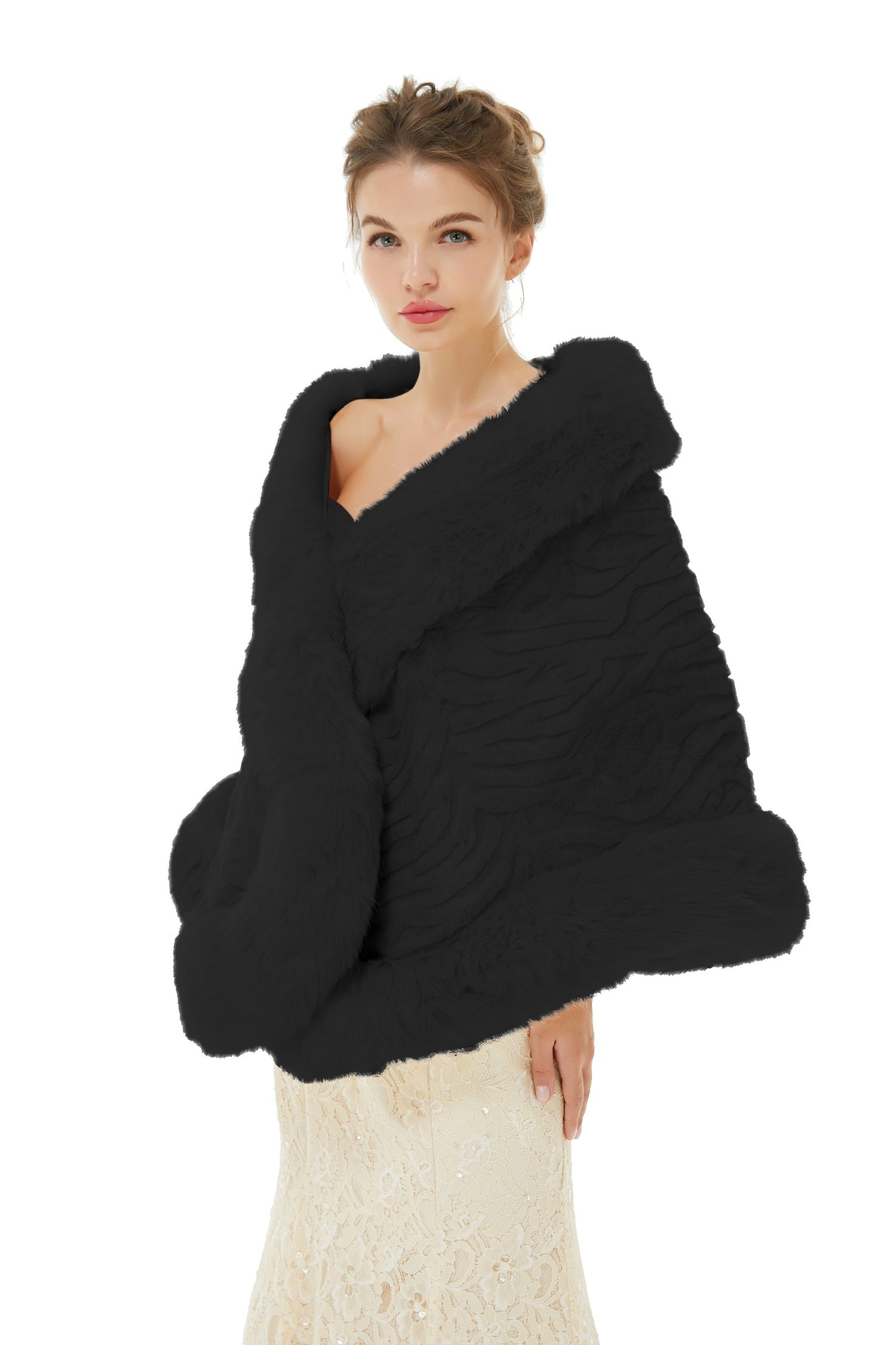 Della - Winter Faux Fur Wedding Wrap-showprettydress