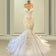 Chic Ivory Spaghetti Straps High Slit Mermaid Wedding Dress with Appliques