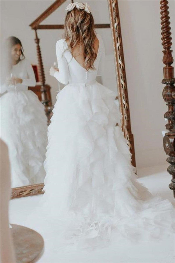 Elegant Lace Applique Wedding Dresses Sleeveless With Split-showprettydress