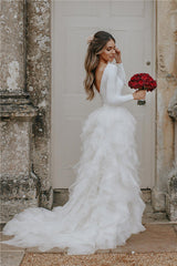 Elegant Lace Applique Wedding Dresses Sleeveless With Split-showprettydress