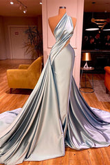 Elegant Long Mermaid One Shoulder Evening Dress Ruffles Online-showprettydress
