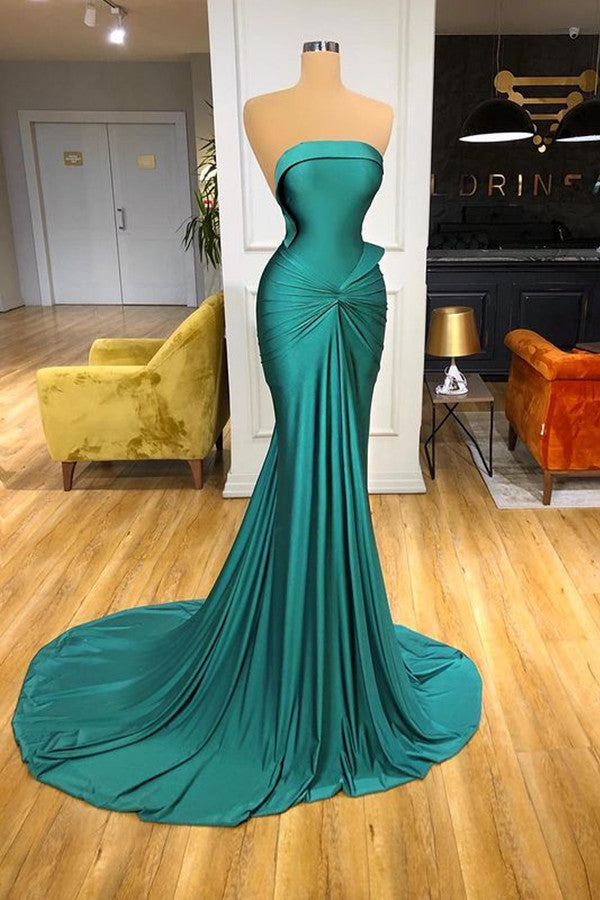 Elegant Long Mermaid Strapless Evening Prom Dress Online-showprettydress