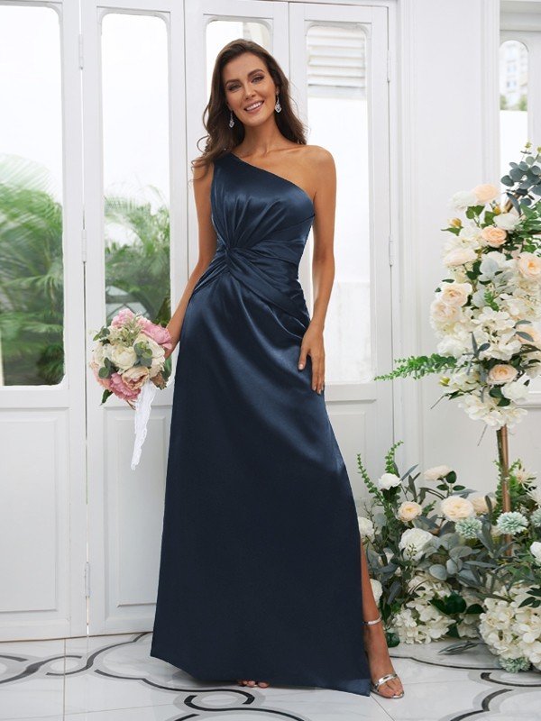 Elegant One Shoulder Sleeveless Bridesmaid Dresses-Showprettydress