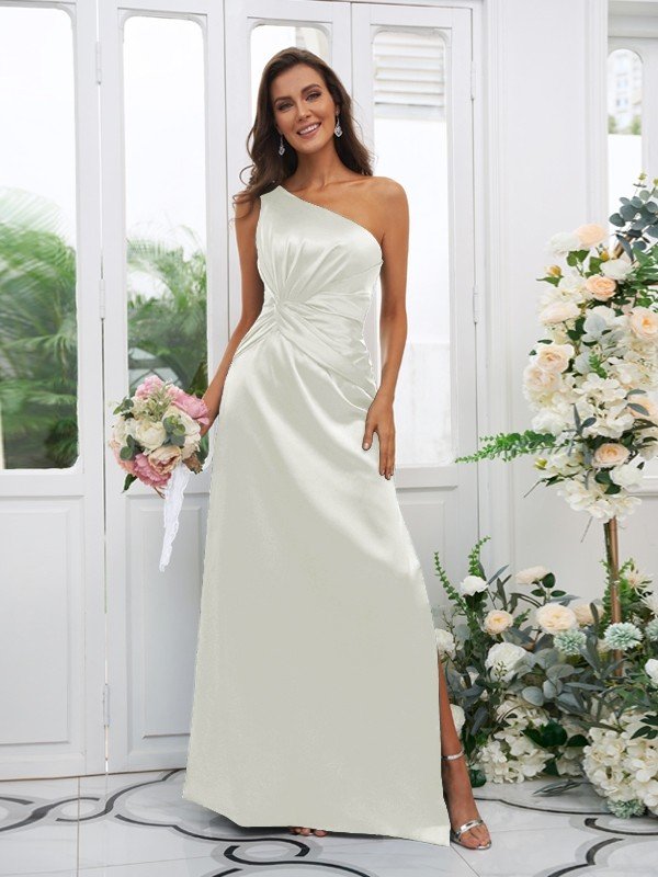 Elegant One Shoulder Sleeveless Bridesmaid Dresses-Showprettydress