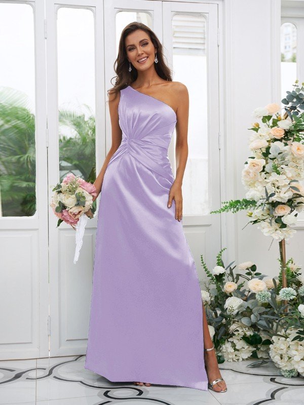 Elegant One Shoulder Sleeveless Bridesmaid Dresses-Showprettydress