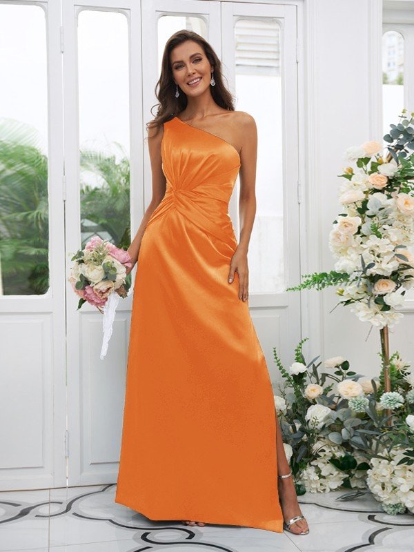 Elegant One Shoulder Sleeveless Bridesmaid Dresses-Showprettydress