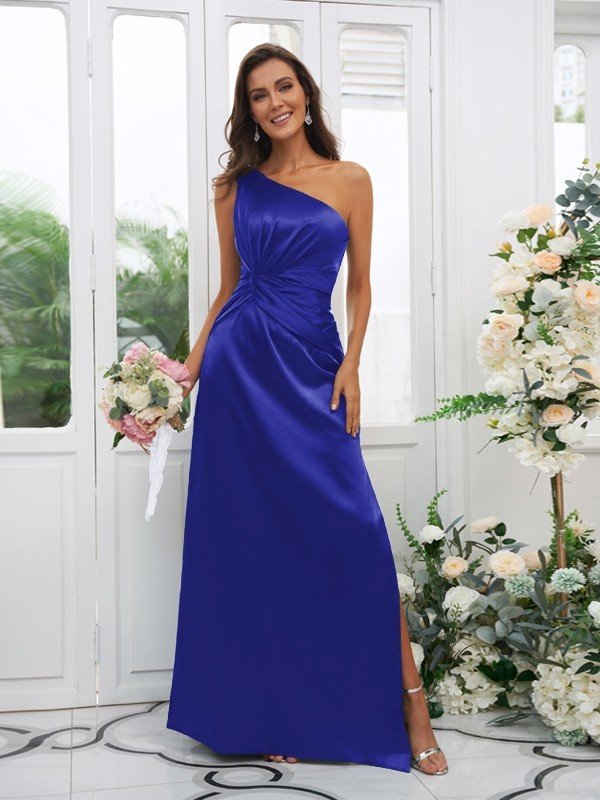 Elegant One Shoulder Sleeveless Bridesmaid Dresses-Showprettydress
