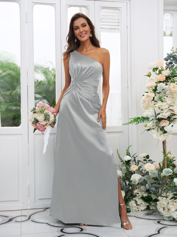 Elegant One Shoulder Sleeveless Bridesmaid Dresses-Showprettydress