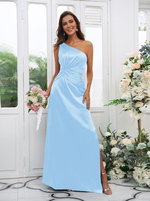 Elegant One Shoulder Sleeveless Bridesmaid Dresses-Showprettydress