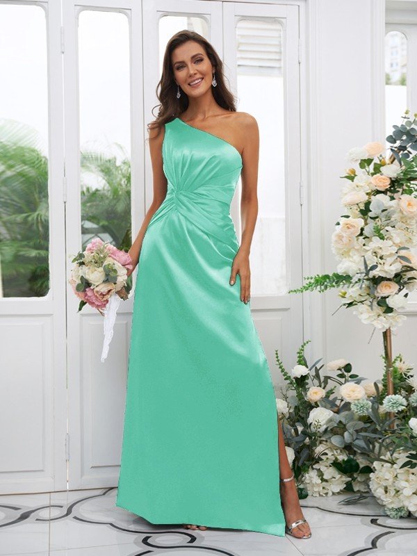 Elegant One Shoulder Sleeveless Bridesmaid Dresses-Showprettydress