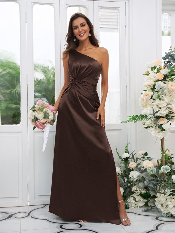 Elegant One Shoulder Sleeveless Bridesmaid Dresses-Showprettydress