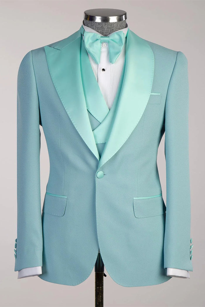 Mint Peaked Lapel 3-Piece Prom Suit