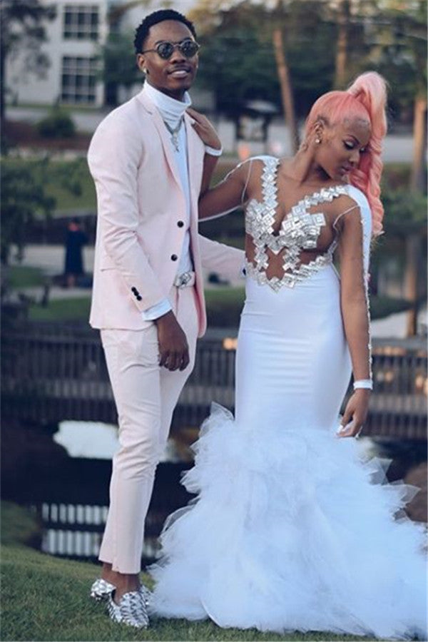 Fashion Pink Slim Fit Prom Men Suit-showprettydress