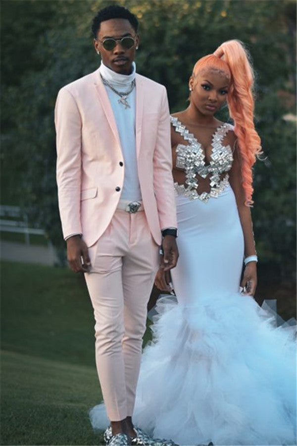Fashion Pink Slim Fit Prom Men Suit β showprettydress