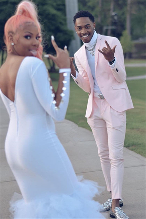 Fashion Pink Slim Fit Prom Men Suit β showprettydress