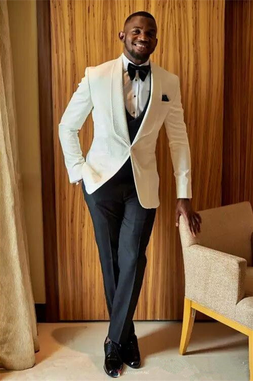 Fashion Slim Fit White Wedding Suit for Groom-showprettydress
