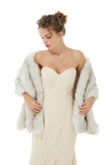 Faux Fur Shawl Gray Women's Winter Poncho-showprettydress