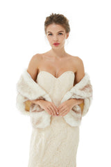 Faux Fur Wrap Women Faux Fur Shawl Wedding Wraps-showprettydress