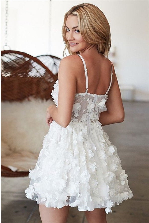 Flowers Spaghetti-Straps Homecoming Dress-showprettydress