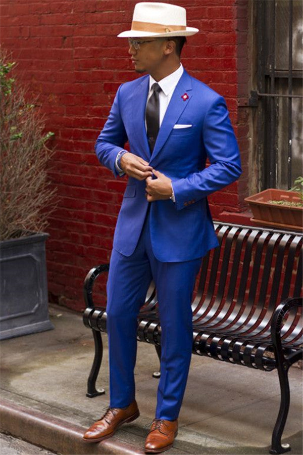 Formal Royal Blue Notched Lapel Best Suits for Men-showprettydress