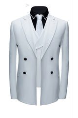 Formal White Business Men Suits with Three Pieces Peak Lapel Suit Online-showprettydress