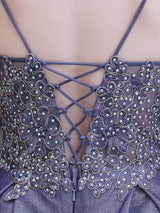 Glamorous evening dress A Line Sweetheart Neck Straps Sleeveless Metallic Gradient Color Floor Length Formal Party Dresses-showprettydress