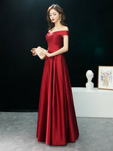 Glamorous Evening Dresses Off The Shoulder evening dress Long Satin Maxi Dresses-showprettydress