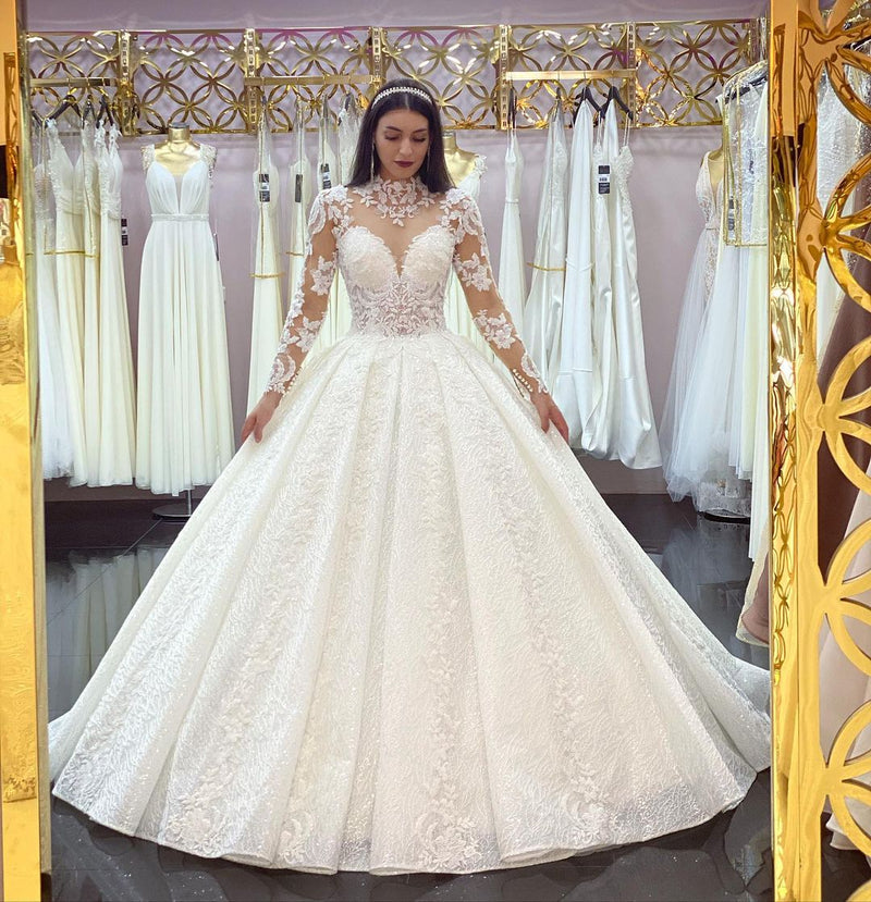 Custom African Plus Size Mermaid Jeweled Wedding Dress With Beaded  Crystals, High Neck, And Lace Applique Long Sleeves, Sweep Train Modest Bridal  Gown BC11162 From Supercups666, $193.21 | DHgate.Com