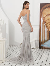 Glamorous Mermaid Evening Dresses Luxury Heavy Beaded Straps Formal Gowns With Train-showprettydress
