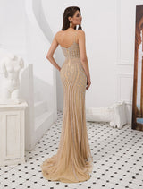 Glamorous Mermaid Evening Dresses Luxury Heavy Beaded Straps Formal Gowns With Train-showprettydress