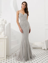 Glamorous Mermaid Evening Dresses Luxury Heavy Beaded Straps Formal Gowns With Train-showprettydress