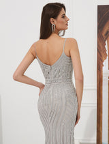 Glamorous Mermaid Evening Dresses Luxury Heavy Beaded Straps Formal Gowns With Train-showprettydress