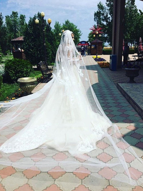 Glamorous Mermaid Long Sleevess Lace Wedding Dresses Scoop Appliques Detachable Skirt Bridal Gowns-showprettydress