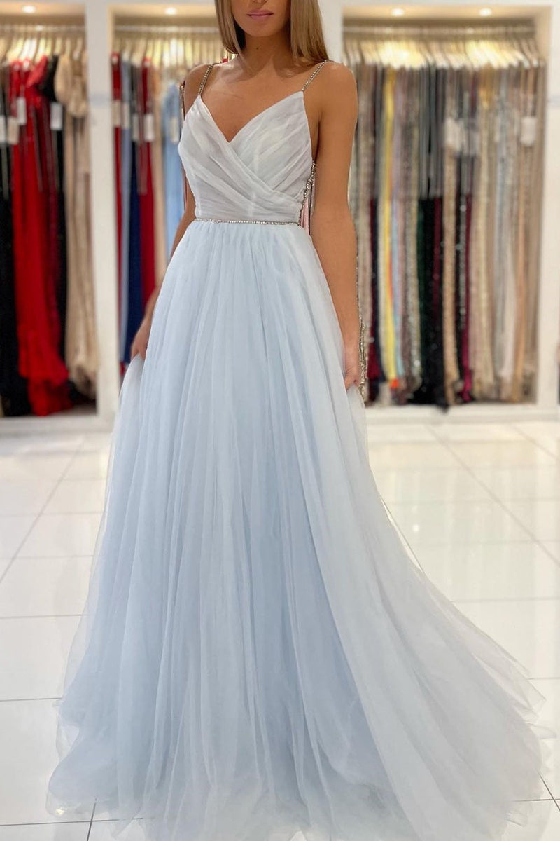 Glamorous Sweetheart Prom Dress Long Backless Tulle Evening Gowns-showprettydress