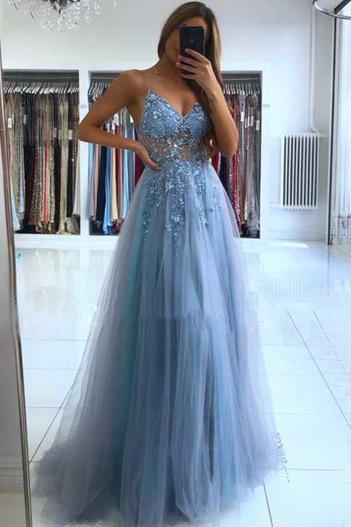 Spaghetti Straps V Neck Long Prom Dresses,Evening Party Dresses Y1305