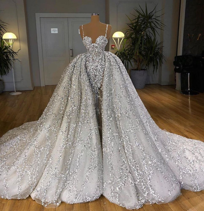 Ball Gown Sequins Wedding Dress Off The Shoulder – alinanova
