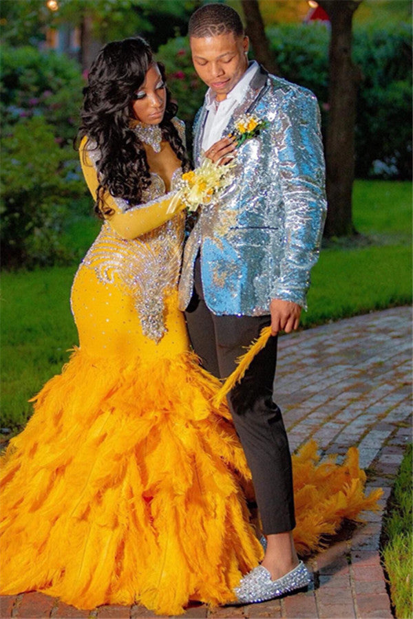 Glitter Silver Sequins Two Piece Designer Prom Mens Suits-showprettydress
