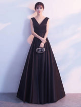 Gorgeous Burgundy Evening Dresses Long V Neck Sleeveless Pleated A Line Floor Length Evening Dress-showprettydress