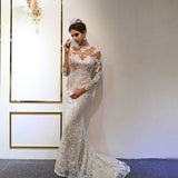 Gorgeous Long A-Line Sweetheart Appliques Lace Wedding Dress with Sleeves-showprettydress